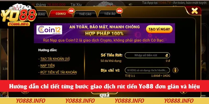 Hướng dẫn chi tiết từng bước giao dịch rút tiền Yo88 đơn giản và hiệu quả